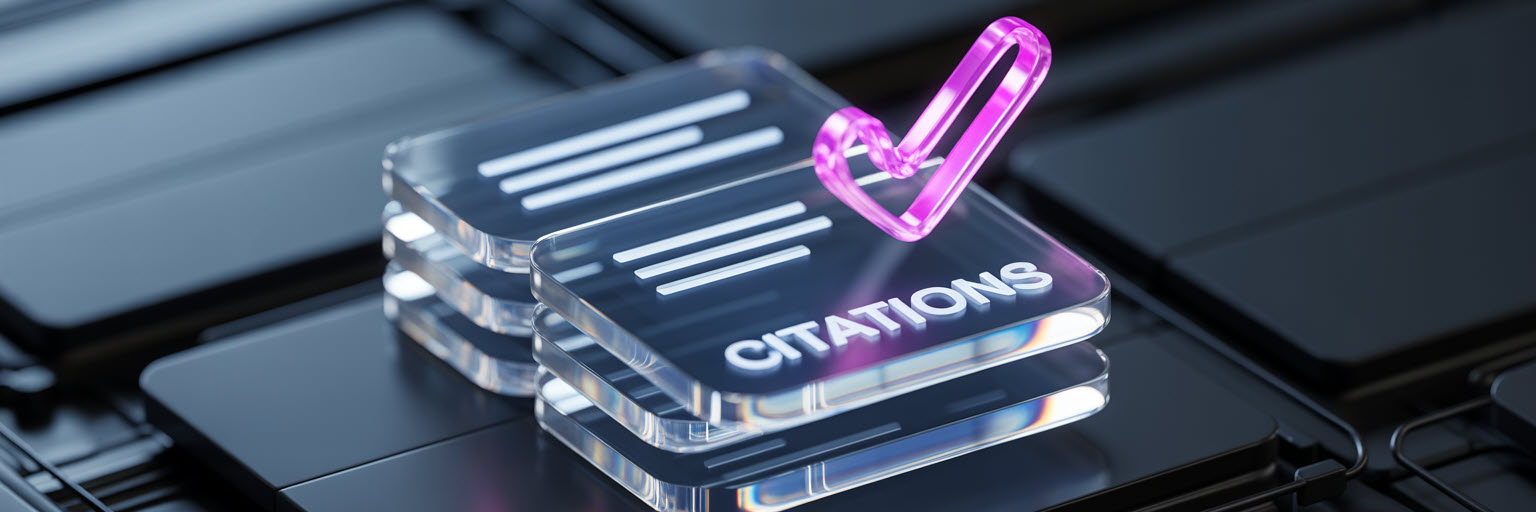 Neon magenta icon showing a citation network badge with the word “CITATIONS” for Top Tools for ChatGPT Citations